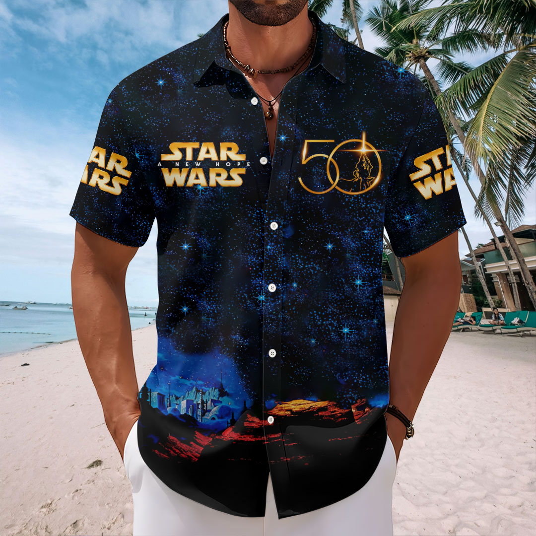 Star Wars 50th Anniversary Short Sleeve Button-Down Shirt – HOATT15498