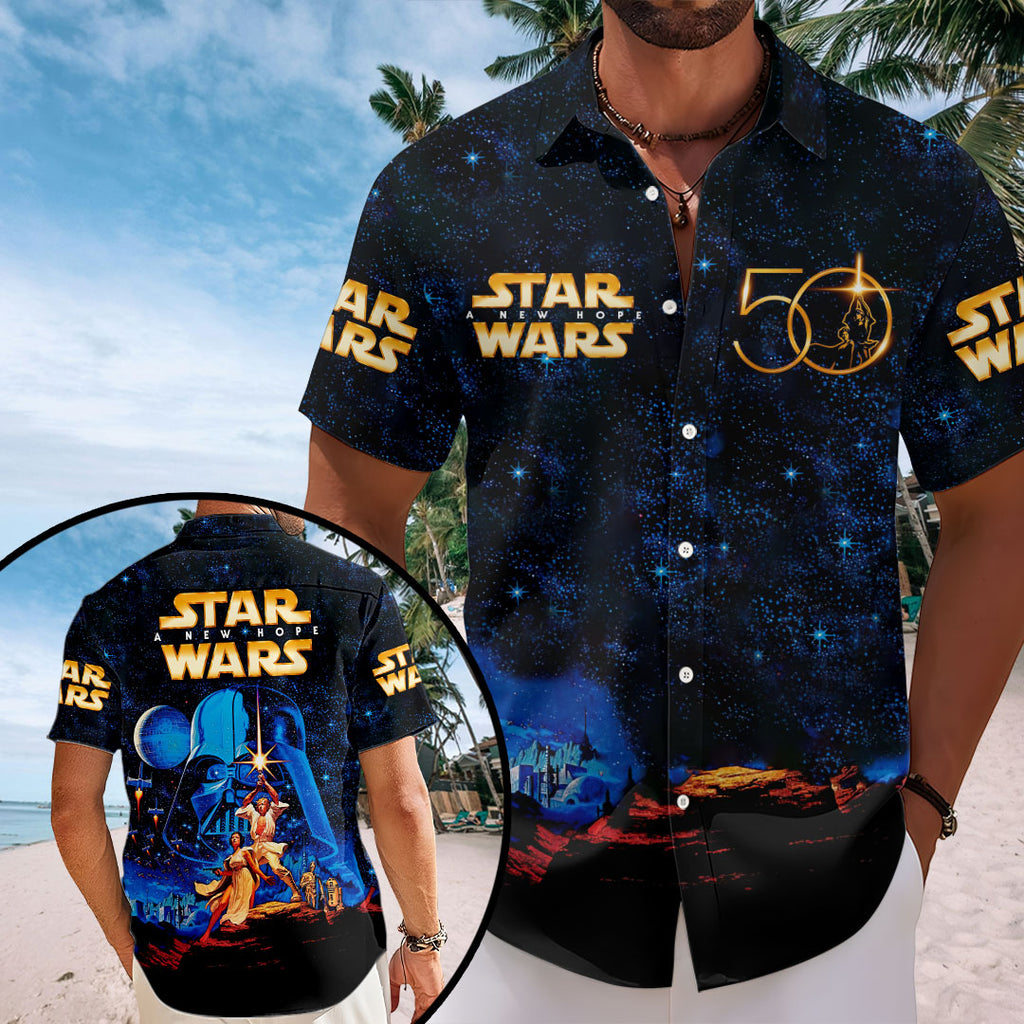 Star Wars 50th Anniversary Short Sleeve Button-Down Shirt – HOATT15498