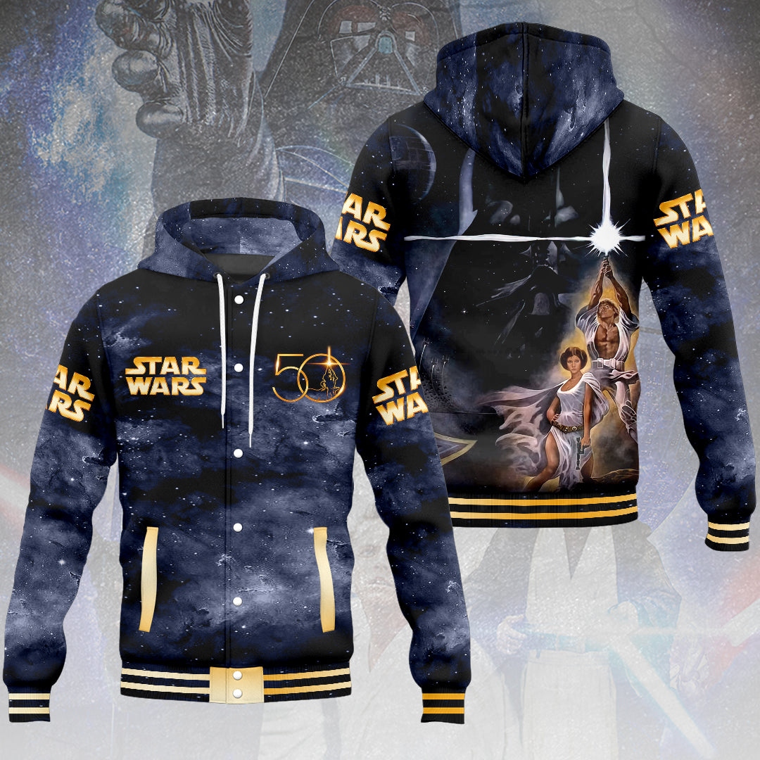 Star Wars 50th Anniversary Hooded Baseball Jacket – HOATT13767