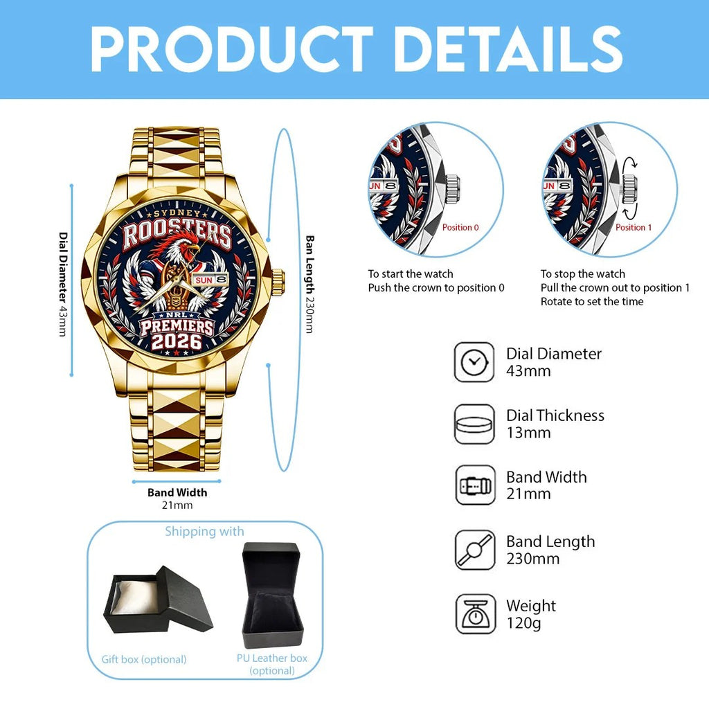 Sydney Roosters 2026 Premiers Alloy Luxury Quartz Watch – TMTHU10169