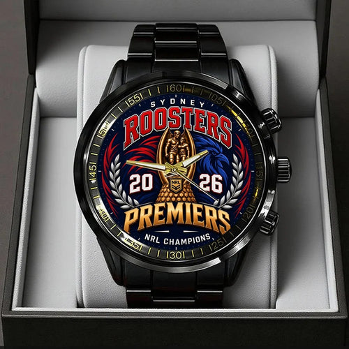 Sydney Roosters 2026 Premiers Black Stainless Steel Watch – TMTHU10178
