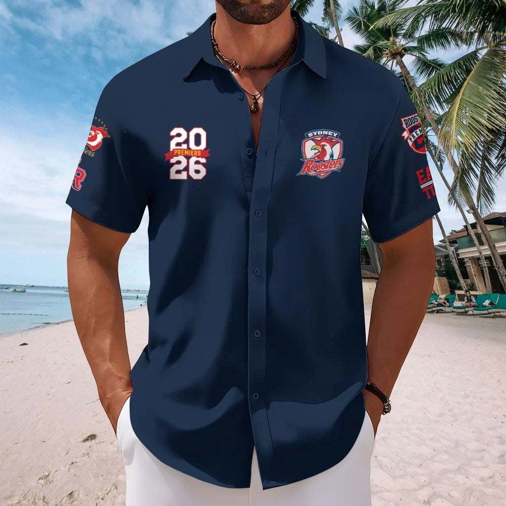 Sydney Roosters 2026 Premiers Short Sleeve Button-Down Shirt – TMTHU9956