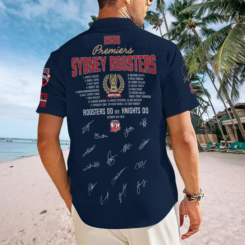 Sydney Roosters 2026 Premiers Short Sleeve Button-Down Shirt – TMTHU9956