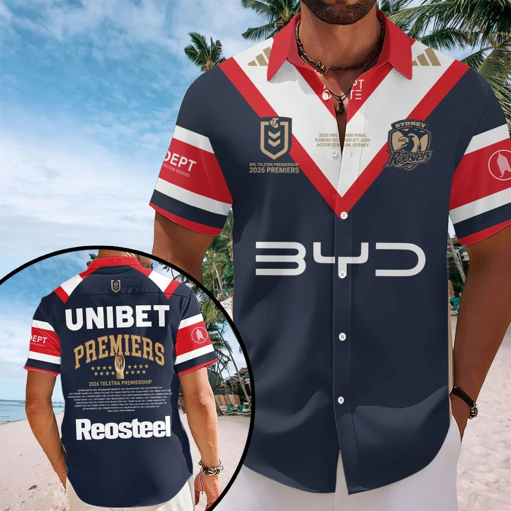 Sydney Roosters 2026 NRL Premiers Short Sleeve Button-Down Shirt – TANTN25938