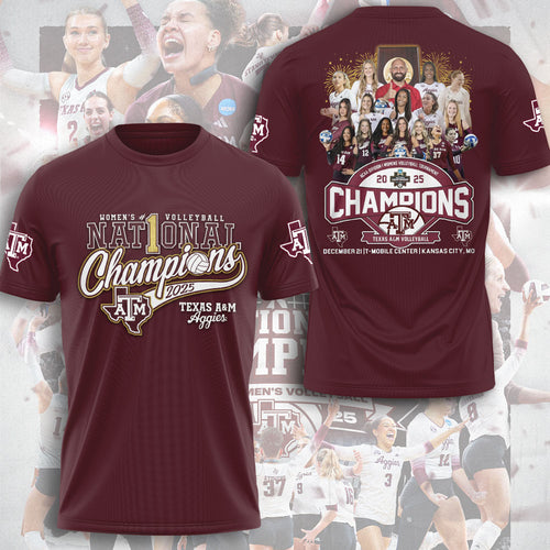 Texas A&M 2025 Women's Volleyball National Champions 3D Apparel – TMTHU2816