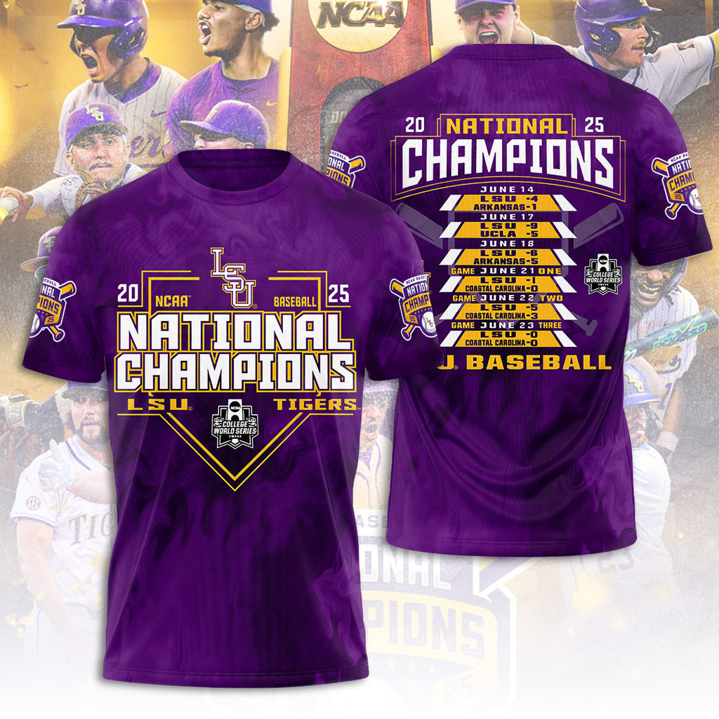 LSU Tigers Baseball 2025 National Champions 3D Apparel – TANTN 13851