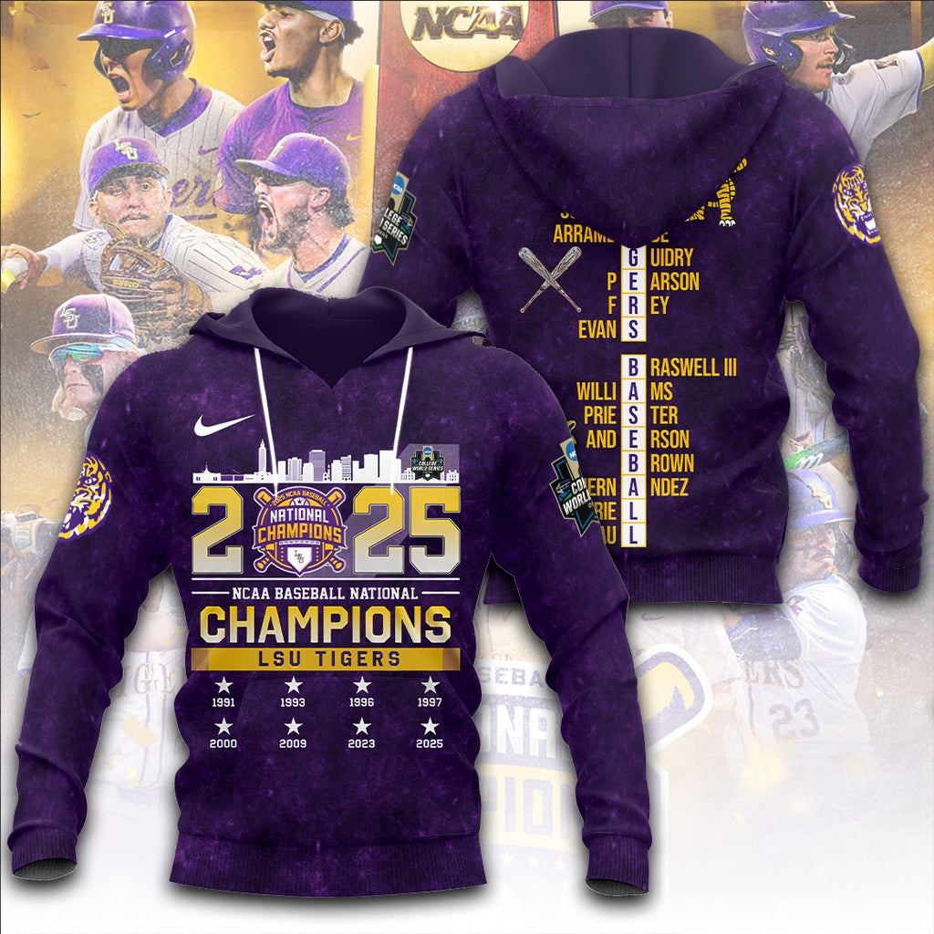 LSU Tigers Baseball 2025 National Champions 3D Apparel – TANTN 13868