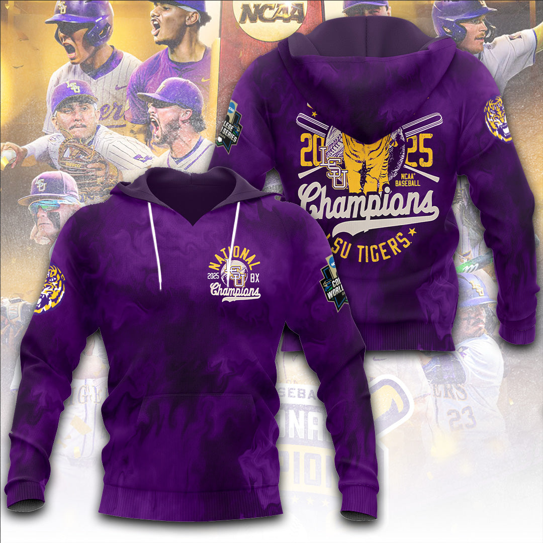 LSU Tigers Baseball 2025 National Champions 3D Apparel – TANTN 13876