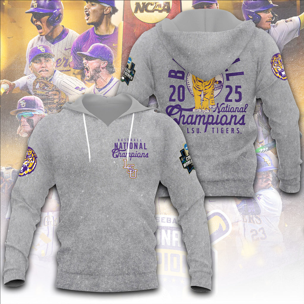 LSU Tigers Baseball 2025 National Champions 3D Apparel – TANTN 13883