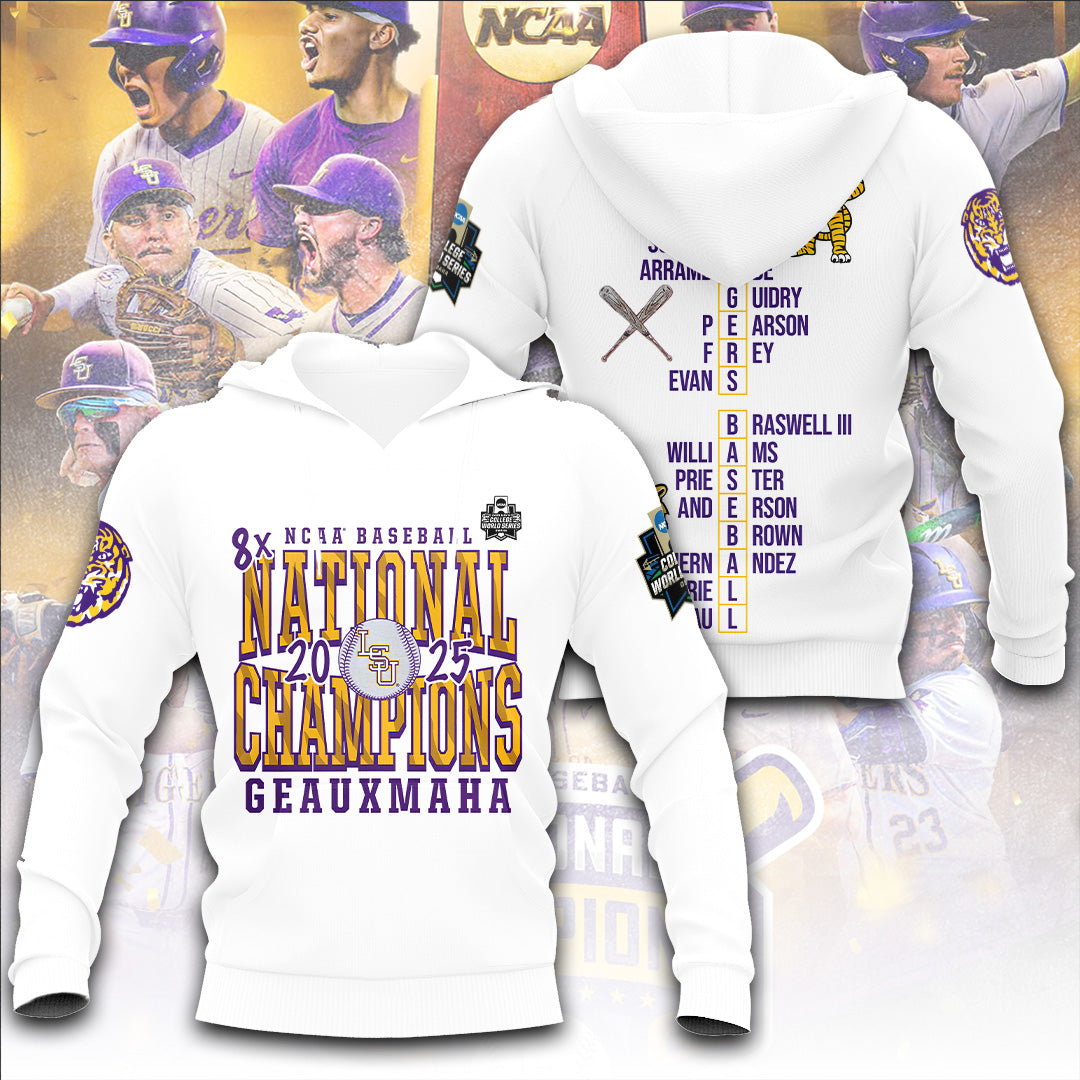 LSU Tigers Baseball 2025 National Champions 3D Apparel – TANTN 13884