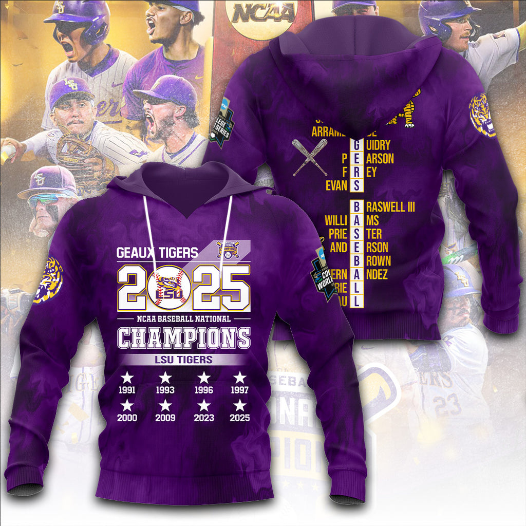 LSU Tigers Baseball 2025 National Champions 3D Apparel – TANTN 13930