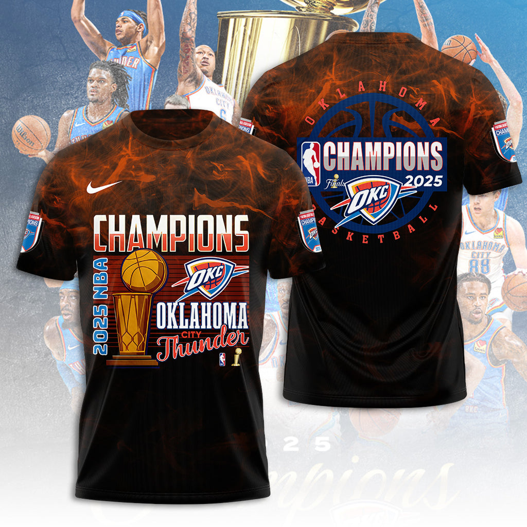 Oklahoma City Thunder 2025 NBA Champions 3D Apparel – TANTN 13954