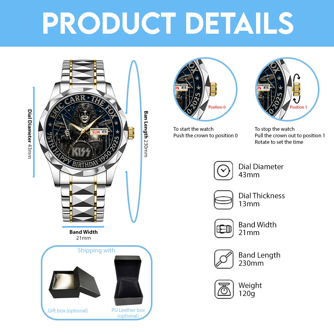 KISS x Eric Carr Alloy Luxury Quartz Watch – TANTN 14955
