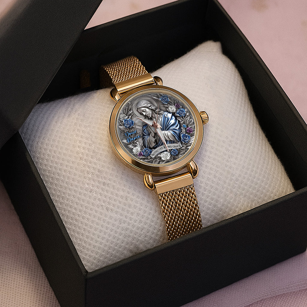 Personalized Protected By His Grace Mesh Strap Quartz Watch – TANTN15417