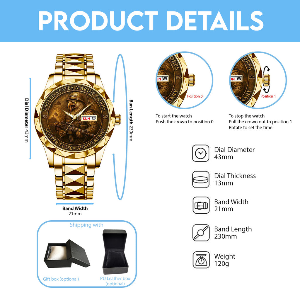 US Marine Corps Alloy Luxury Quartz Watch – TANTN15864