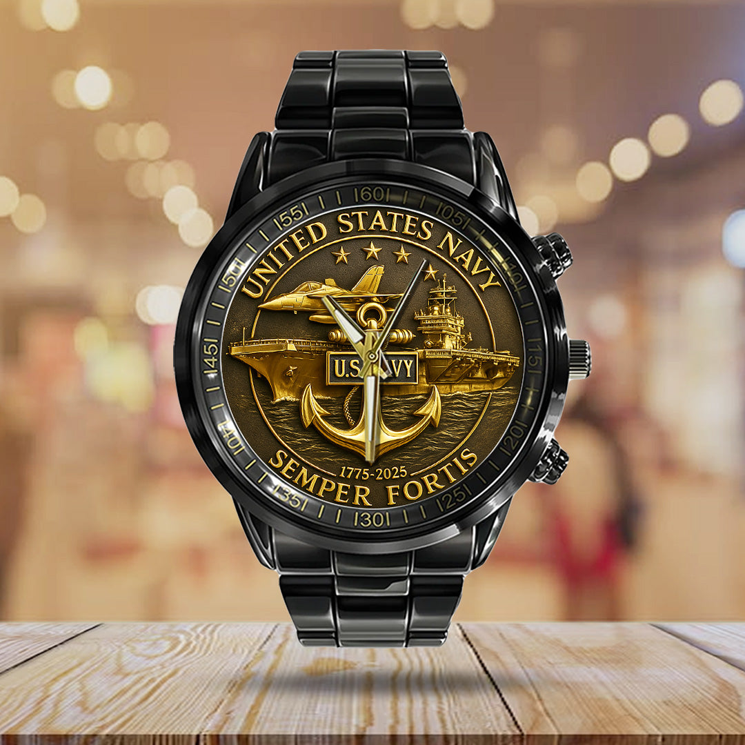 US Navy Black Stainless Steel Watch – TANTN15891
