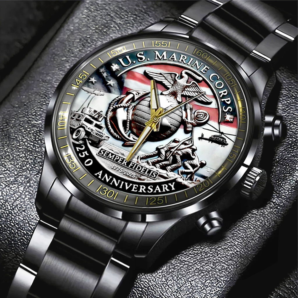 US Marine Corps Black Stainless Steel Watch – TANTN15908