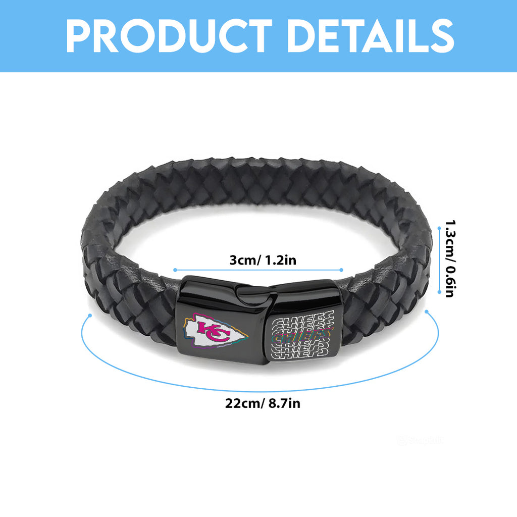 Kansas City Chiefs Crucial Catch 2025 Braided Leather Bracelet – TANTN15928