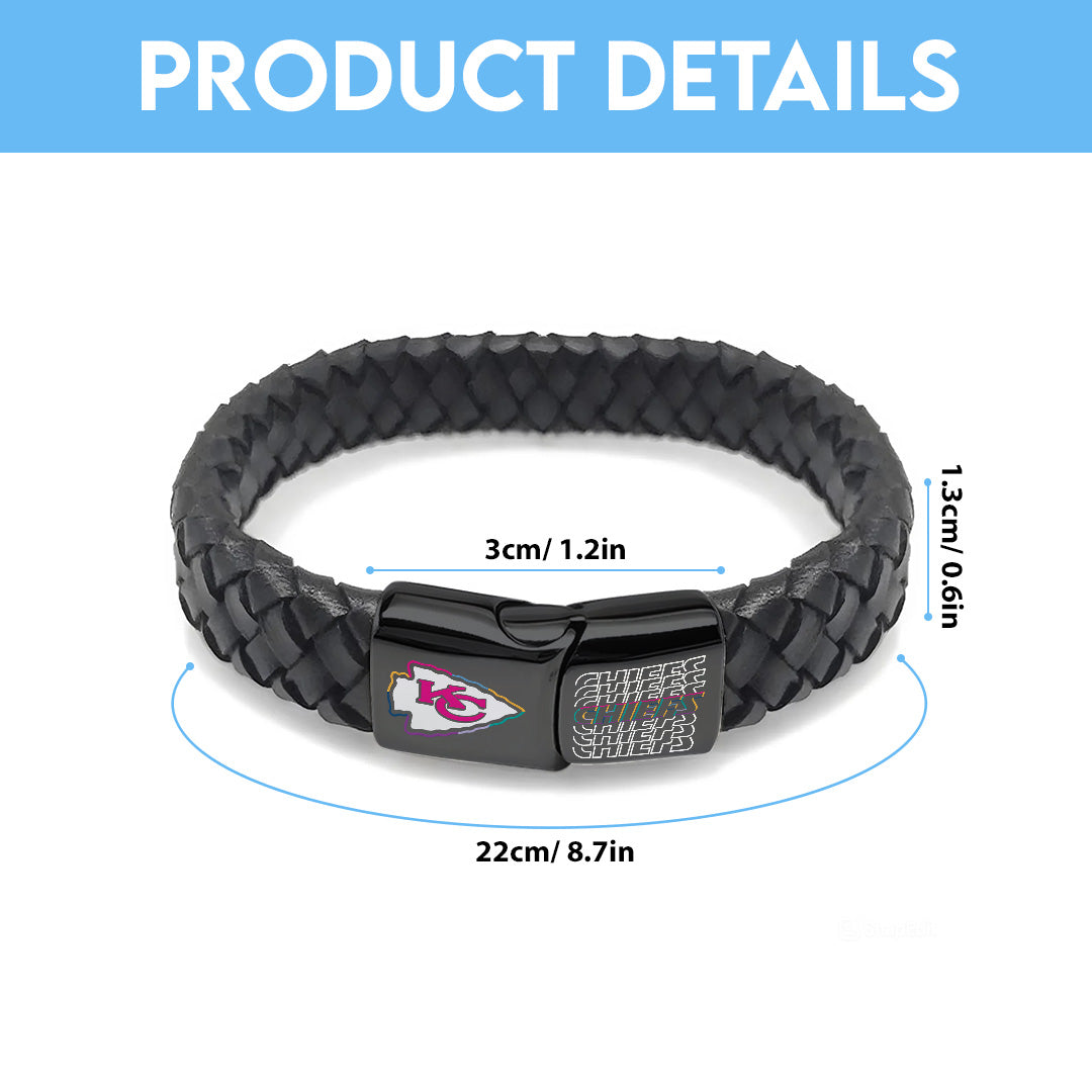 Kansas City Chiefs Crucial Catch 2025 Braided Leather Bracelet – TANTN15928