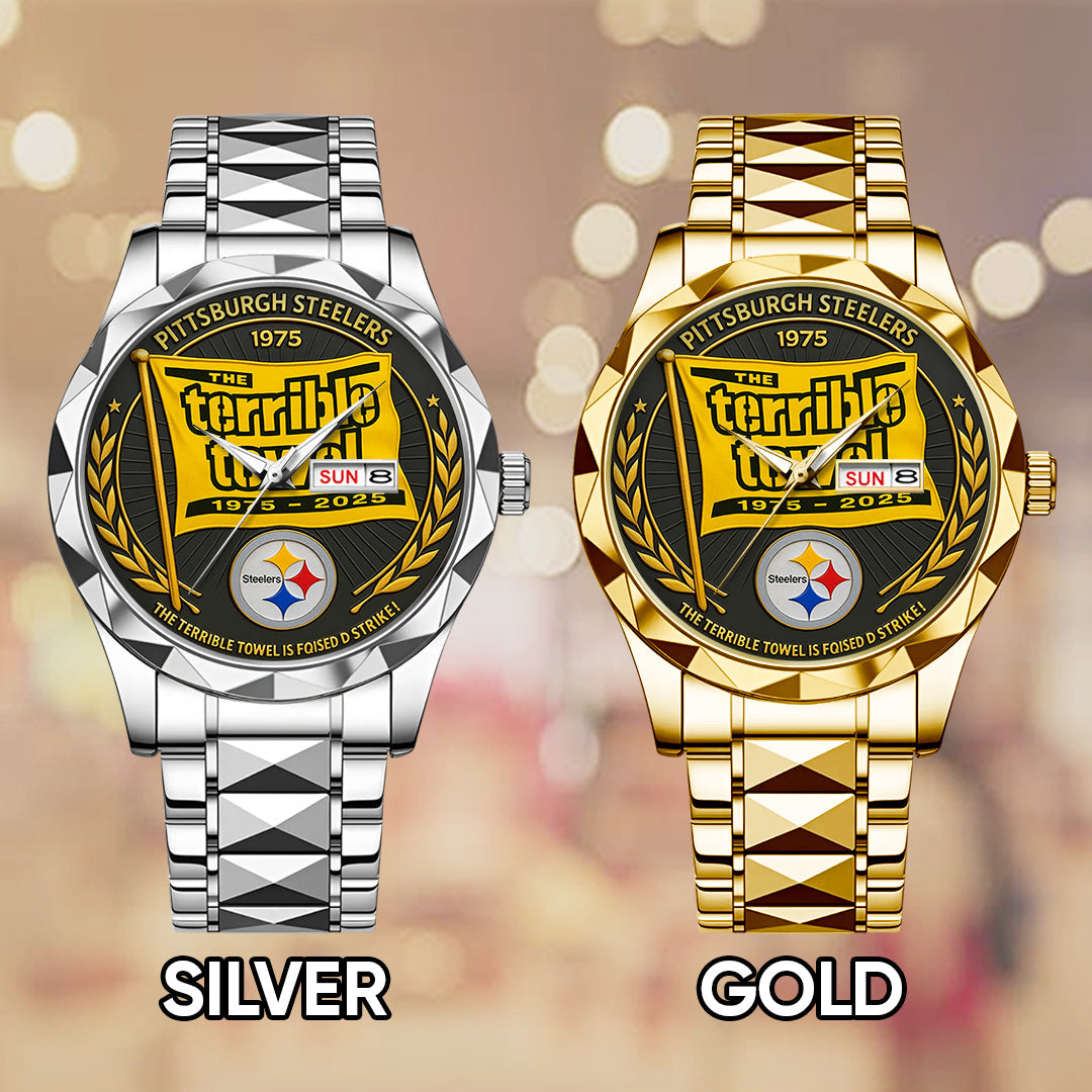 Pittsburgh Steelers The Terrible Towel 2025 Alloy Luxury Quartz Watch – TANTN16136