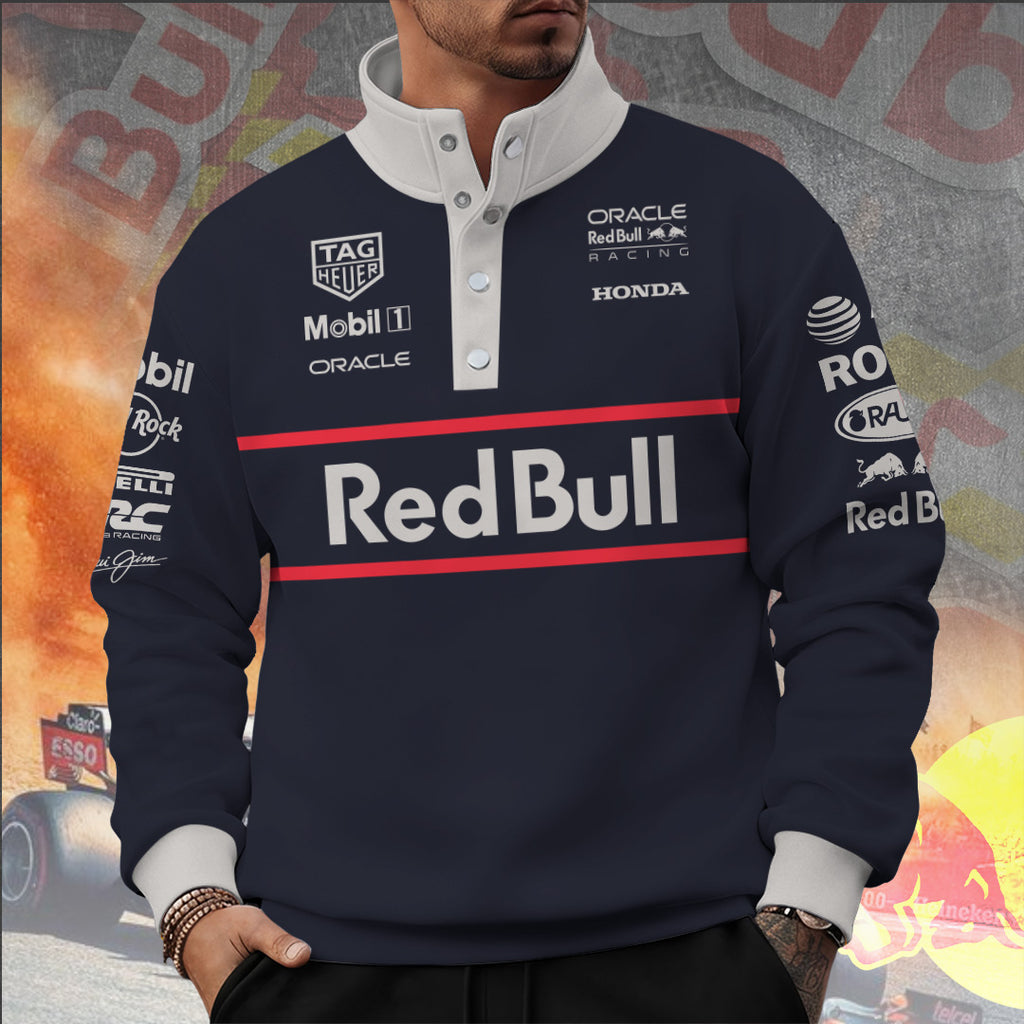Red Bull Racing 3D Snap Button Collar Sweatshirt – TANTN16922