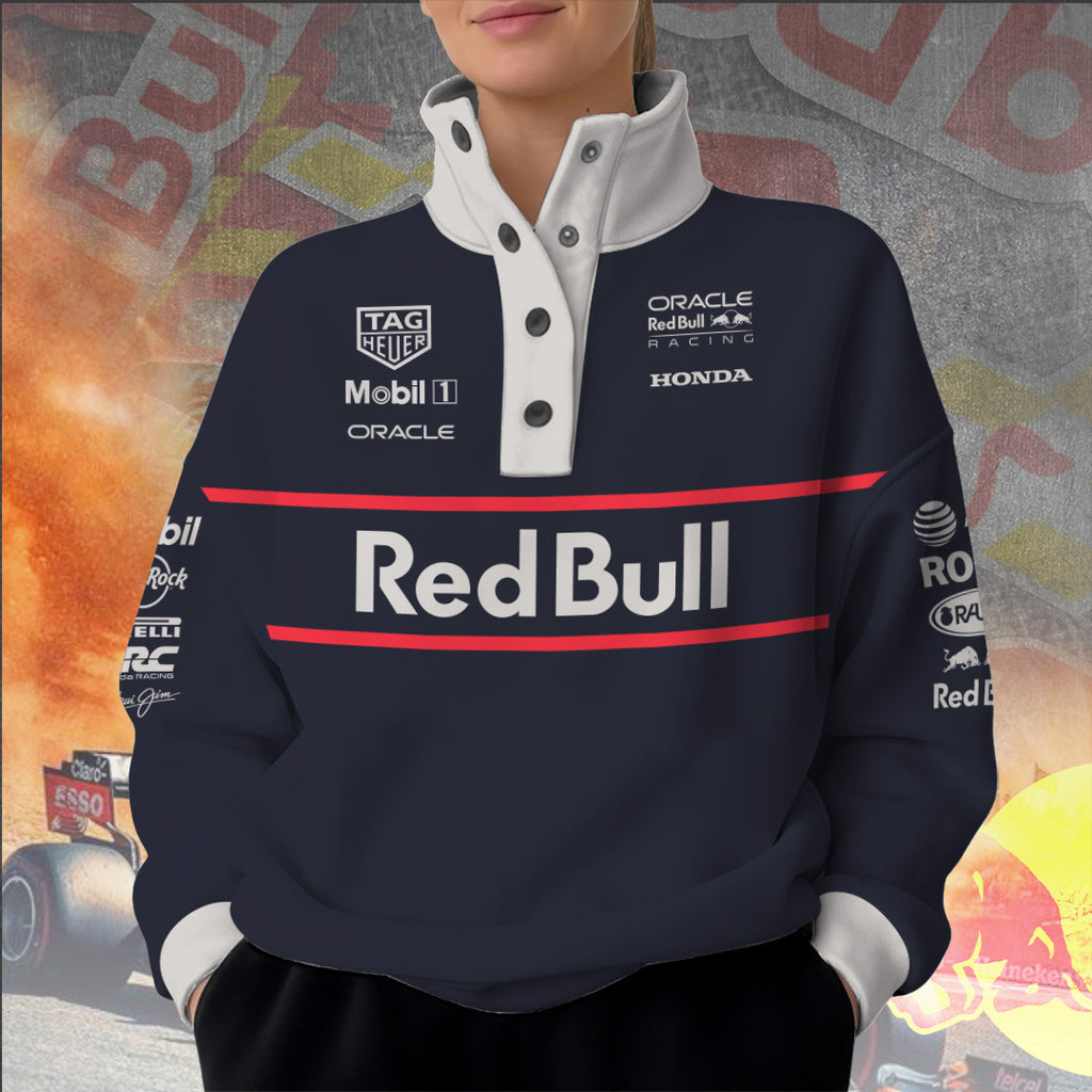 Red Bull Racing 3D Snap Button Collar Sweatshirt – TANTN16922