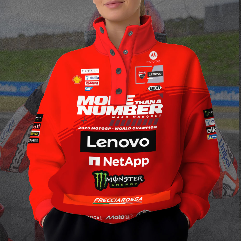 Ducati Lenovo Team x Marc Márquez 3D Snap Button Collar Sweatshirt – TANTN16983