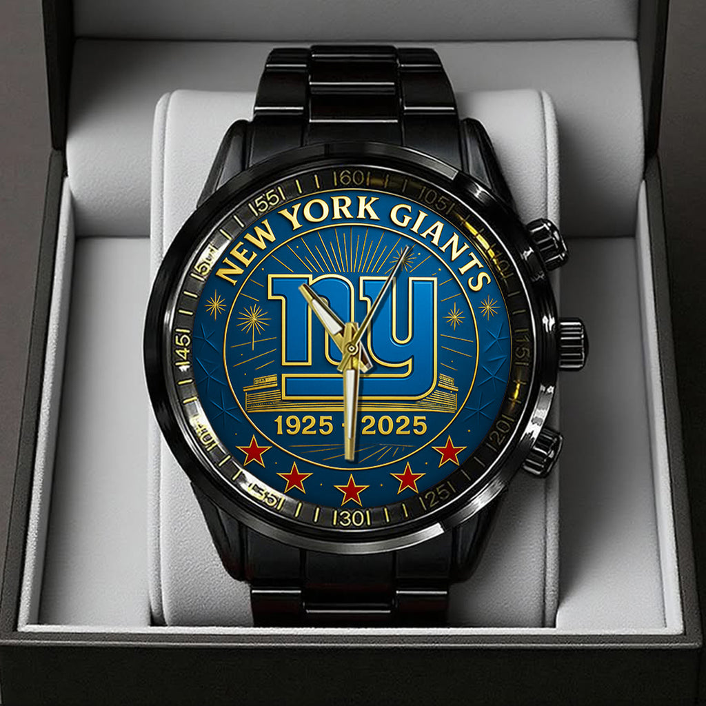 New York Giants 100th Anniversary 2025 Black Stainless Steel Watch – TANTN17179