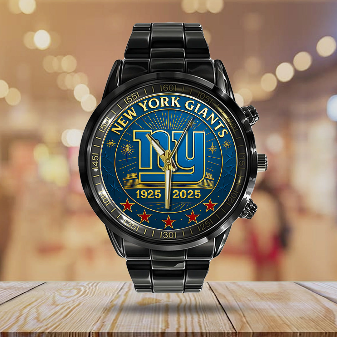 New York Giants 100th Anniversary 2025 Black Stainless Steel Watch – TANTN17179