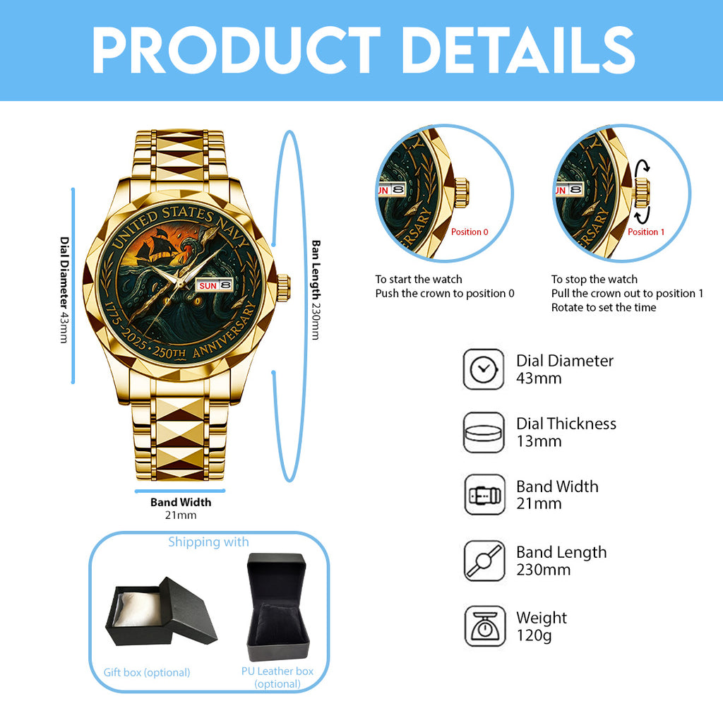 US Navy 250th Anniversary Alloy Luxury Quartz Watch – TANTN17237