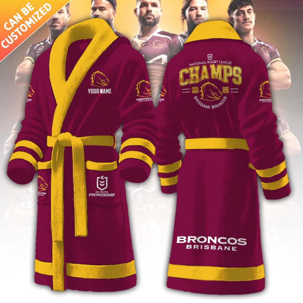 Personalized Brisbane Broncos Premiers 2025 3D Bathrobe – TANTN17259