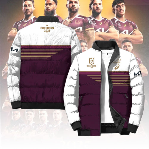 Brisbane Broncos 2025 NRL Premiers 3D Cotton-Padded Jacket – TANTN17487