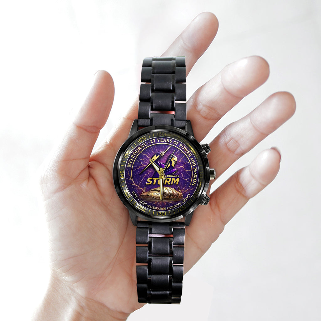 Melbourne Storm 27th Anniversary 2025 Black Stainless Steel Watch – TANTN17806