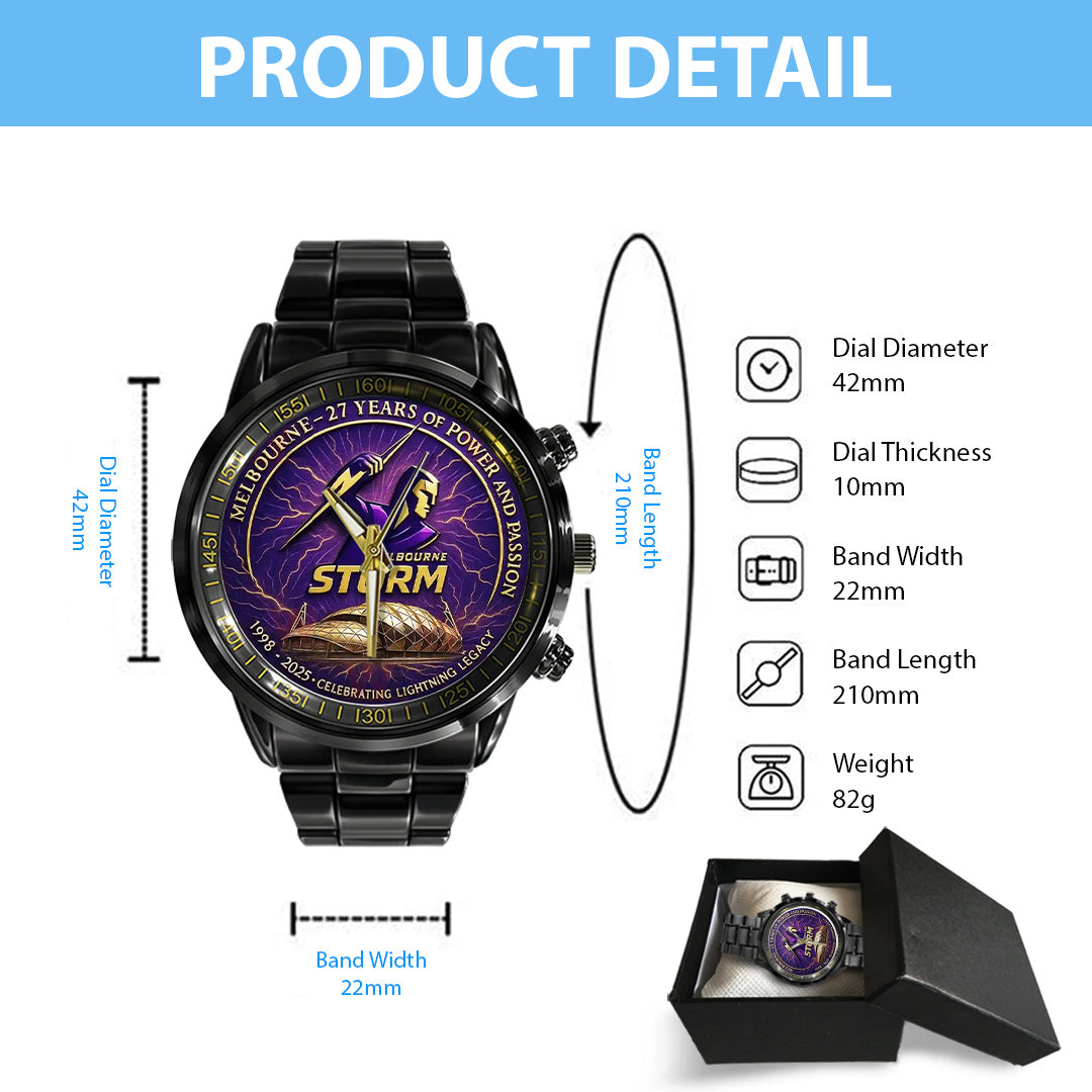 Melbourne Storm 27th Anniversary 2025 Black Stainless Steel Watch – TANTN17806