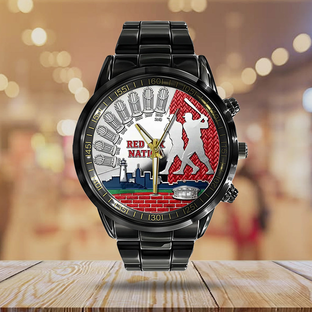 Boston Red Sox 125th Anniversary Black Stainless Steel Watch – TANTN18279