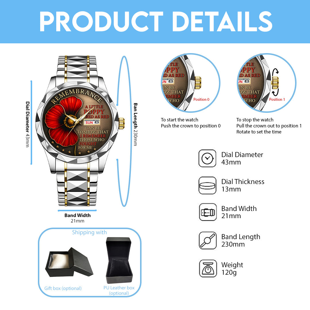 Poppy Remembrance Military Alloy Luxury Quartz Watch – TANTN18438