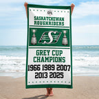 Saskatchewan Roughriders 2025 Grey Cup Champions Rectangle Beach Towel – TANTN18903
