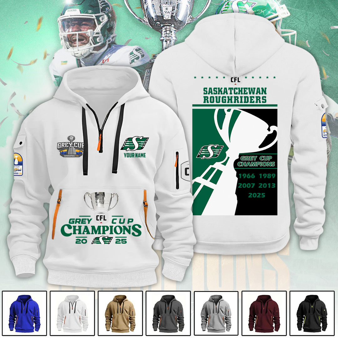 Saskatchewan Roughriders 2025 Grey Cup Champions 2D Quarter Zip Hoodie – TANTN18910