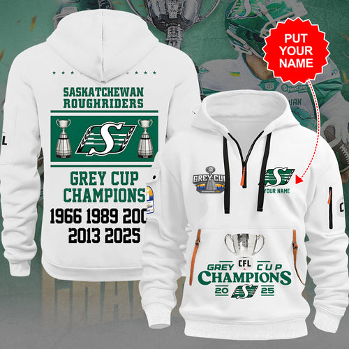Personalized Saskatchewan Roughriders 2025 Grey Cup Champions 2D Quarter Zip Hoodie – TANTN18911