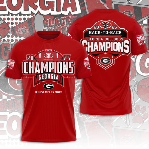 Georgia Bulldogs Football 2025 SEC Football Champions 3D Apparel – TANTN19250