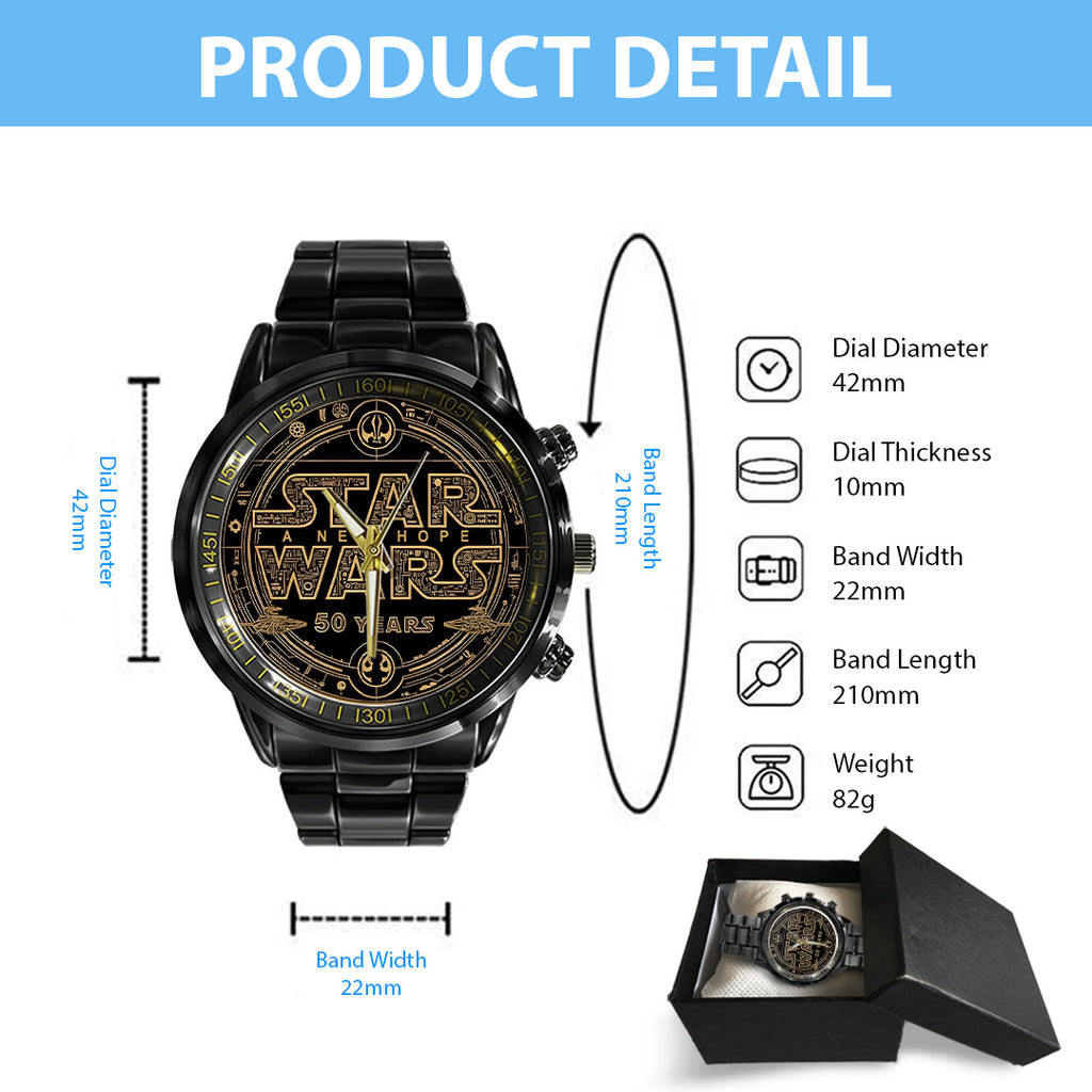 Star Wars 50th Anniversary Black Stainless Steel Watch – TANTN19412