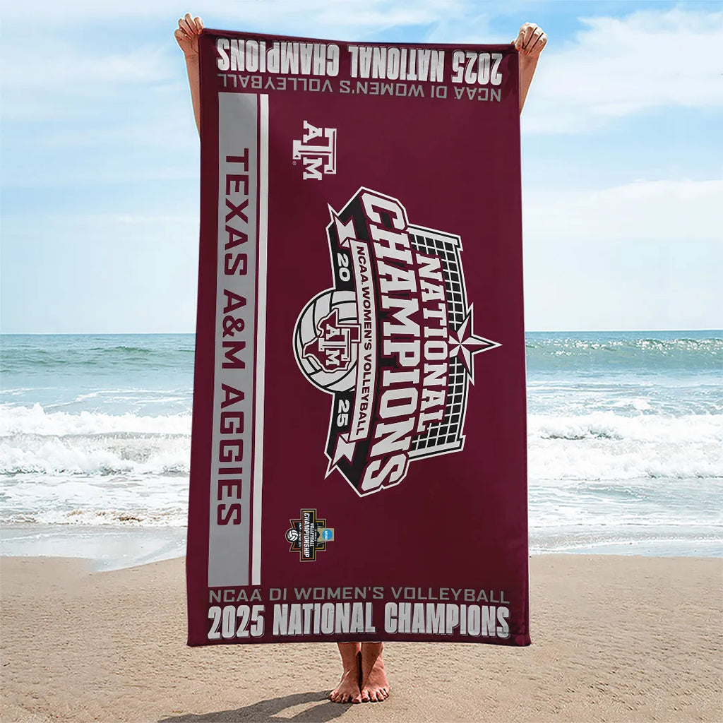 Texas A&M Aggies Women's 2025 Volleyball National Champions Rectangle Beach Towel – TANTN19617