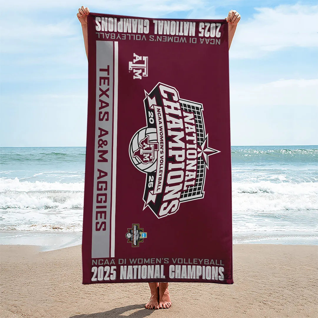 Texas A&M Aggies Women's 2025 Volleyball National Champions Rectangle Beach Towel – TANTN19617