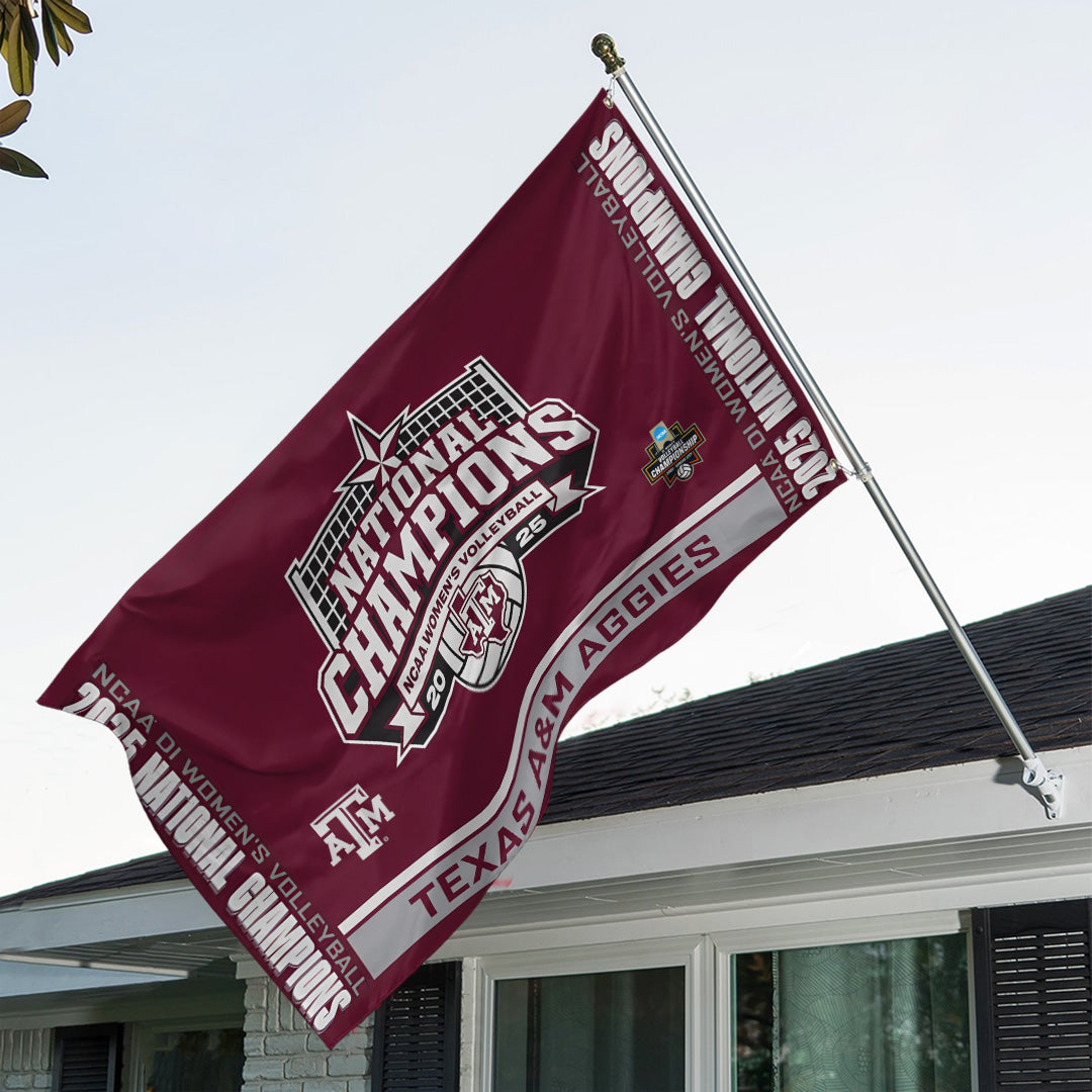 Texas A&M Aggies Women's 2025 Volleyball National Champions 3D Double-side House Flag – TANTN19618
