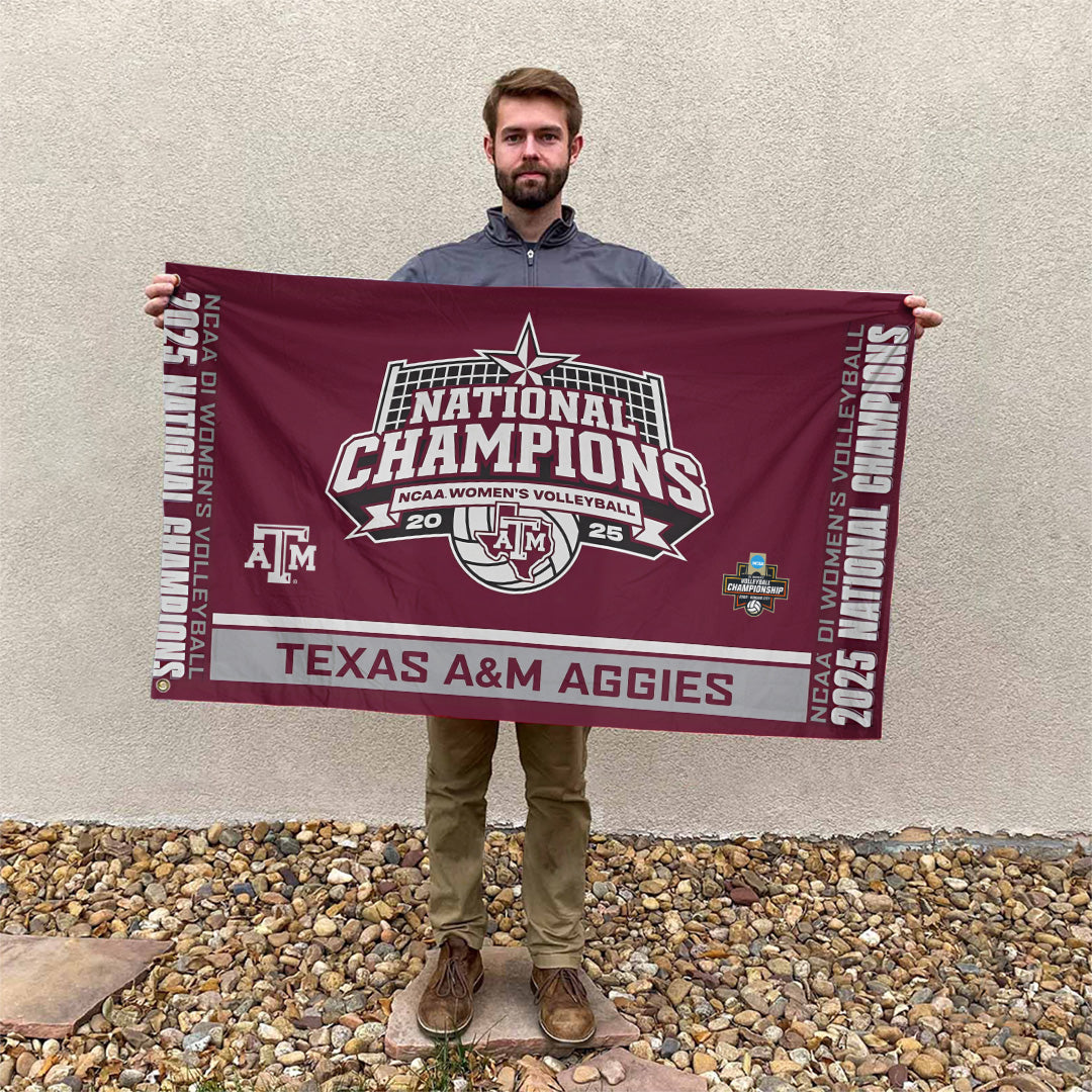 Texas A&M Aggies Women's 2025 Volleyball National Champions 3D Double-side House Flag – TANTN19618