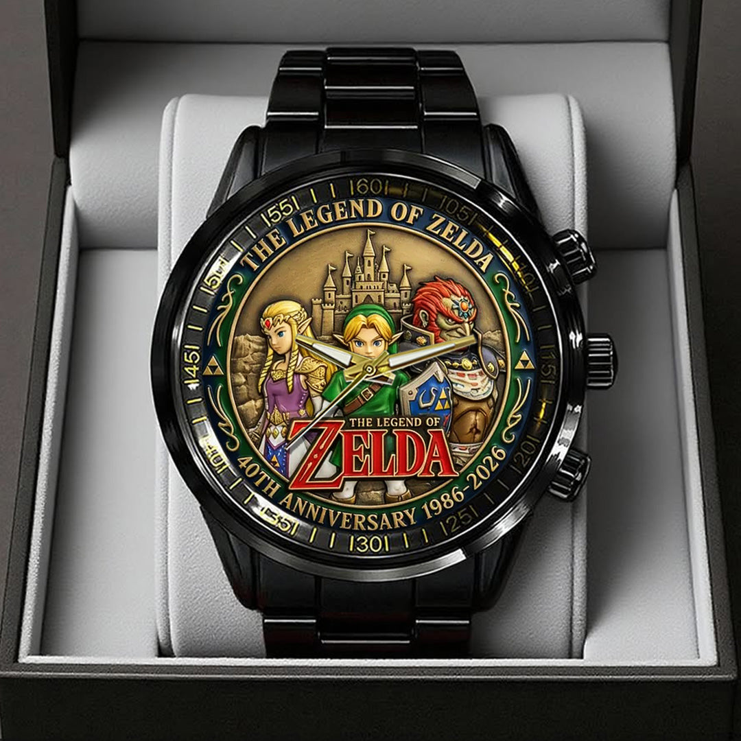 The Legend of Zelda 40th Anniversary Black Stainless Steel Watch – TANTN20249