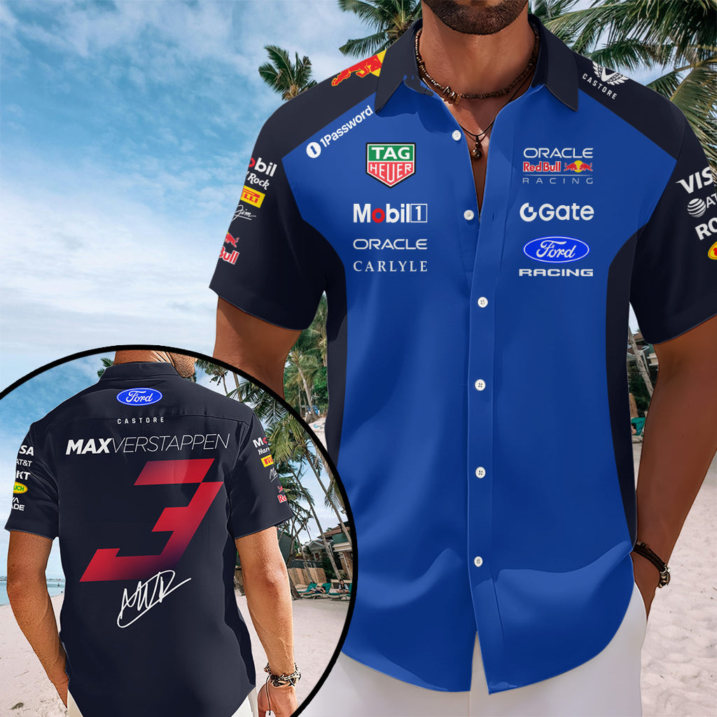 Red Bull Racing x Max Verstappen 2026 Short Sleeve Button-Down Shirt – TANTN20354