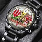 Indiana Hoosiers Football 2025 National Champions Black Stainless Steel Watch – TANTN20468