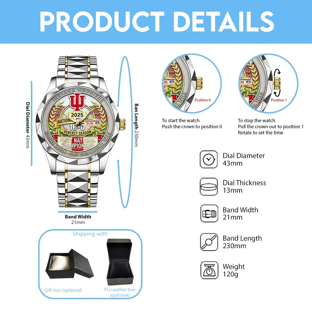 Indiana Hoosiers Football 2025 National Champions Alloy Luxury Quartz Watch – TANTN20469