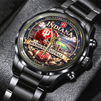 Indiana Hoosiers Football 2025 National Champions Black Stainless Steel Watch – TANTN20494